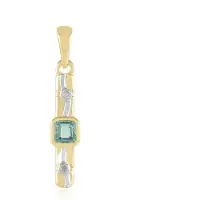 Cavill - Zilveren Hanger - 925 Sterling Zilver Verguld - Paraiba Kleurige Smaragd 0,33 ct - Asscher Geslepen - Zirkonia Accent - Nigeria Edelsteen