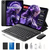 Blackview MEGA 5 - Tablet - 12.2 inch - 10000mAh - 32GB RAM - 256GB ROM - Android 16 - Met Toetsenbord - Hoes - Stylus - Muis - Gemini AI - GPS - Grijs