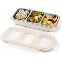 VHV -3-Vaks Lunchbox Crèmewit - Lekvrije Bento Box voor Gezonde Maaltijden en Salades - Stijlvolle Meal Prep Bakjes voor Werk en School - BPA-vrij en Compact Design