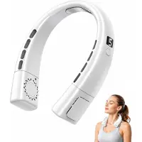 VHV - Nekventilator - Nekventilator met 360° Luchtstroom - Draagbare Halsventilator met 5 Snelheden & LED Display - Stille Airco Fan voor Outdoor en Kantoor - 8 Uur Gebruiksduur - Wit