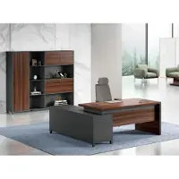 AEA Grau-Braune Arbeitszimmer Garnitur Designer Büroschrank r Tisch