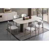 AEA Moderne eethoek. Elegante eethoekset. Eettafel met 6 stijlvolle stoelen