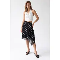 MixRay Hoge Taille Pois Tulle Midi Rok