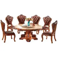AEA Klassische Barock Esszimmergarnitur Chesterfield Stühle Esstisch