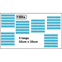 Wefiesta 180 stuks Servetten Oktoberfeest blauw/wit 33cm x 33cm - 3 laags - Beiers Servet diner eten knoeien restaurant Oktoberfest BBQ thema feest verjaardag feest