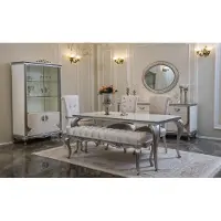 AEA Design Esszimmer Set 9tlg Esstisch Stuhl Kommode Vitrine Spiegel Ess Tische Holz