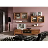 AEA Woonkamer set: vitrinekast, TV-meubel, salontafel, dressoirs, kast, hout, nieuw, 7-delig.