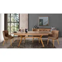 AEA Designer Holz Ess Esszimmer Set Tisch 4x Lehn Stühle Set Garnitur Polster 5tlg