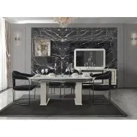 AEA Komplett Set Esstisch 4x Stühle Esszimmer Set Ess Gruppe Holz Tisch Tische 5tlg