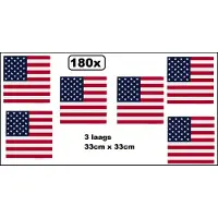 Wefiesta 180 stuks Servetten USA 33cm x 33cm - 3 laags - Amerika Servet diner eten knoeien restaurant BBQ thema feest verjaardag feest