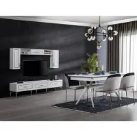 AEA Esszimmer Set Esstisch 4x Stühle Wohnwand 9tlg.Gruppe Garnitur Möbel