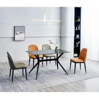 AEA Esszimmergruppe Designer Grauer Esstisch Orange Stühle 6x Einsitzer 7tlg