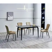 AEA Moderner Grauer Esstisch Designer 6x Textilstühle Holz Esszimmergruppe