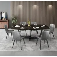 AEA Moderne Esszimmer Garnitur Rechteckiger Esstisch 6x Kunstleder Stühle