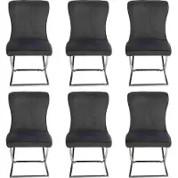 AEA Chesterfield Schwarz 6x Stühle Ohne Armlehnen Metallrahmen Esszimmer Stühle