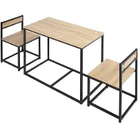 HOMCOM -Essgruppe-Spanplatte, Metall-90L x 47B x 76H cm-Eiche