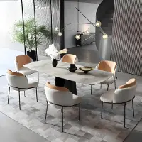 AEA Esszimmer Marmor Tische Essgruppe Set Stuhl Gruppe Tisch Design Stühle 7tlg