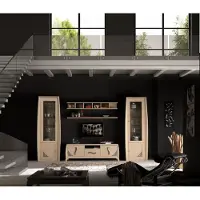AEA Wohnwände Set Vitrine TV Kommode Wandregale Kommoden Schrank Holz Möbel 5 tlg.