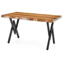 AEA Esstisch Gartentisch Terrassentisch Tisch Mit Baumkante Holz Edelstahl