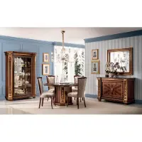 AEA Komplett Esszimmer Vitrine TischKommode Spiegel 4x Stühle Set Garnitur