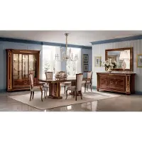 AEA Komplett Esszimmer Vitrine Tisch 6x Stühle Kommode Spiegel Set Garnitur