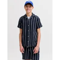 JACK&JONES JUNIOR Junior Overhemd 'JORCoba' nachtblauw / wit