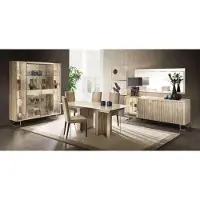AEA Schönes Esszimmer Set 8 tlg (Esstisch+4x Stühle+Vitrine+Konsole+Spiegel)
