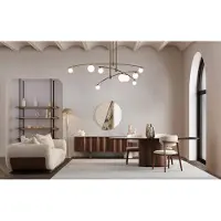 AEA Esszimmer Set Esstisch 4x Stühle Kommode mit Spiegel Modern Set Essgruppe