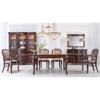 AEA Elegantes Esszimmer-Set aus Tisch 4 Stühlen Vitrine und Sideboard