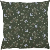 Bink Bedding Sierkussen Merel 50 x 50 cm - inclusief vulling - groen - zachtgroen - jade - lila - caramel - vogel - bloemen - kussen