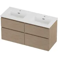 Proline Tribute Badmeubelset Porselein Elegant 2 Kraangaten 120x46x62 cm Glans Wit Ideal Oak