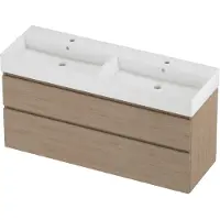 Proline Zara Badmeubelset Porselein Loft Dubbel 140x46x73 cm Glans Wit Ideal Oak