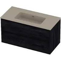 Proline Tribute Badmeubelset Porselein Elegant 2 Laden 100x46x54 cm Mat Crème Cotton Black Oak