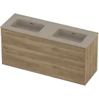 Proline tribute badmeubelset porselein elegant dubbel 140x46x67 cm mat crème cotton cider oak