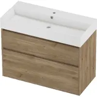 Proline Zara Badmeubelset Porselein Loft 1 Kraangat Greeploos 100x46x78 cm Glans Wit Cider Oak