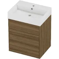 Proline Zara Badmeubelset Porselein Loft 1 Kraangat 60x46x78 cm Glans Wit Caramel Walnut