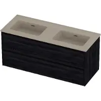 Proline Tribute Badmeubelset Porselein Elegant Dubbel 120x46x54 cm Mat Crème Cotton Black Oak