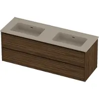 Proline tribute badmeubelset porselein elegant dubbel 140x46x54 cm mat crème cotton cabana oak