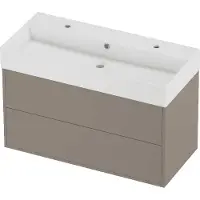 Proline Zara Badmeubelset Porselein Loft 2 Kraangaten 100x46x65 cm Glans Wit Clay Beige