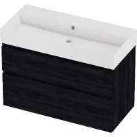 Proline Zara Badmeubelset Porselein Loft Zonder Kraangat 100x46x73 cm Glans Wit Black Oak