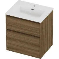 Proline tribute badmeubelset porselein elegant 1 gat 60x46x67 cm glans wit caramel walnut