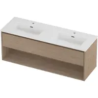 Proline tribute badmeubelset porselein elegant schap 140x46x54 cm glans wit ideal oak