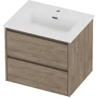 Proline tribute badmeubelset porselein elegant 1 kraangat 60x46x54 cm glans wit raw oak