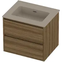 Proline tribute badmeubelset porselein 1 gat 60x46x54 cm mat crème cotton caramel walnut