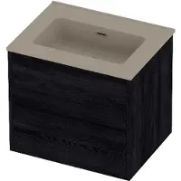 Proline Tribute Badmeubelset Porselein Elegant Greeploos 60x46x54 cm Mat Crème Cotton Black Oak