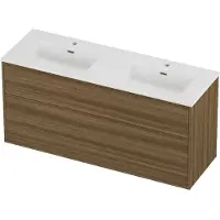Proline Tribute Badmeubelset Porselein Elegant 2 Laden 140x46x67 cm Glans Wit Caramel Walnut