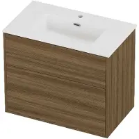 Proline tribute badmeubelset porselein elegant in kader 80x46x67 cm mat white caramel walnut