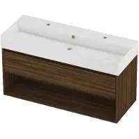 Proline Zara Badmeubelset Porselein Loft 2 Kraangaten Met Schap 120x46x65 cm Glans Wit Cabana Oak