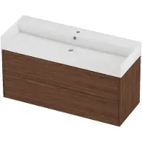 Proline Zara Badmeubelset Porselein Loft 1 Kraangat 120x46x65 cm Glans Wit Indian Walnut