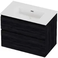 Proline Tribute Badmeubelset Porselein Elegant Zonder Kraangat 80x46x62 cm Glans Wit Black Oak